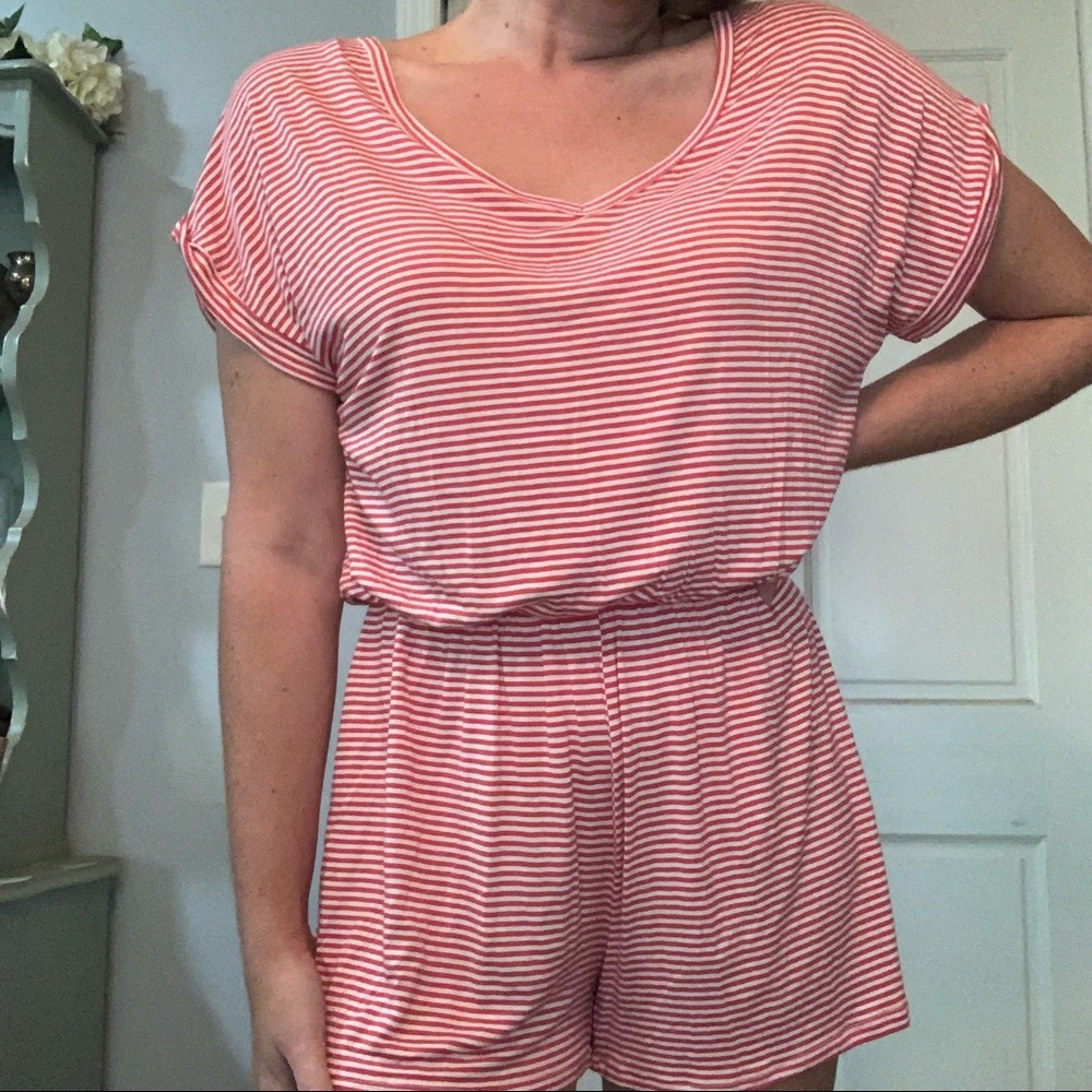 Medium, Red Stripe Romper